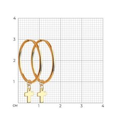028671 - Серьги-конго из золота 585 пробы с подвесками крестики