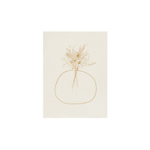 Erley Принт на белой бумаге с вазой для цветов горчичного цвета 21 x 28 см