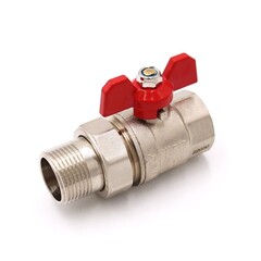 ViEiR шаровой кран со сгоном НР-ВР бабочка (красн) 1" (VR204-03)