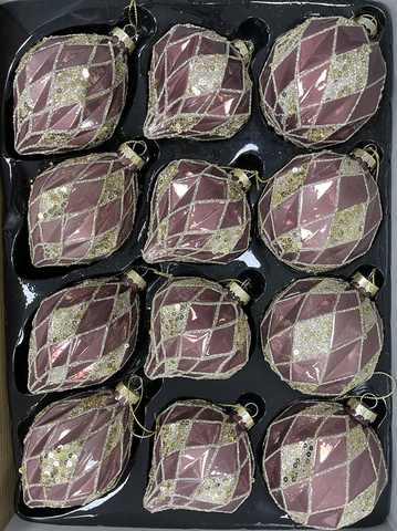 Набор елочных игрушек 8см 12шт ChristmasDeLuxe бордовый с золотым узором