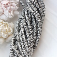 Бусина Шарик, керамика, белая с черной росписью, 6 мм, 1 нить, К120