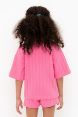 рубашка  для девочки  КР 302718-1/неоновый розовый к555