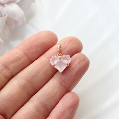 Подвеска Сердце с розовым фианитом, 14 мм, позолота, П531