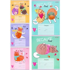 
          Тетрадь 12л., линия, Проф-Пресс, скрепка, блок офсет, мелованная обложка, твин лак, "Большие котики", 5 дизайнов в спайке