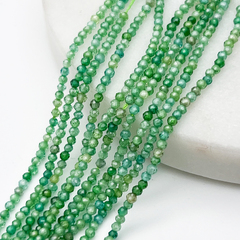 Фианит бусины (кубический цирконий), цвет зеленый микс, размер около 2 мм, цена за нить 38 см
