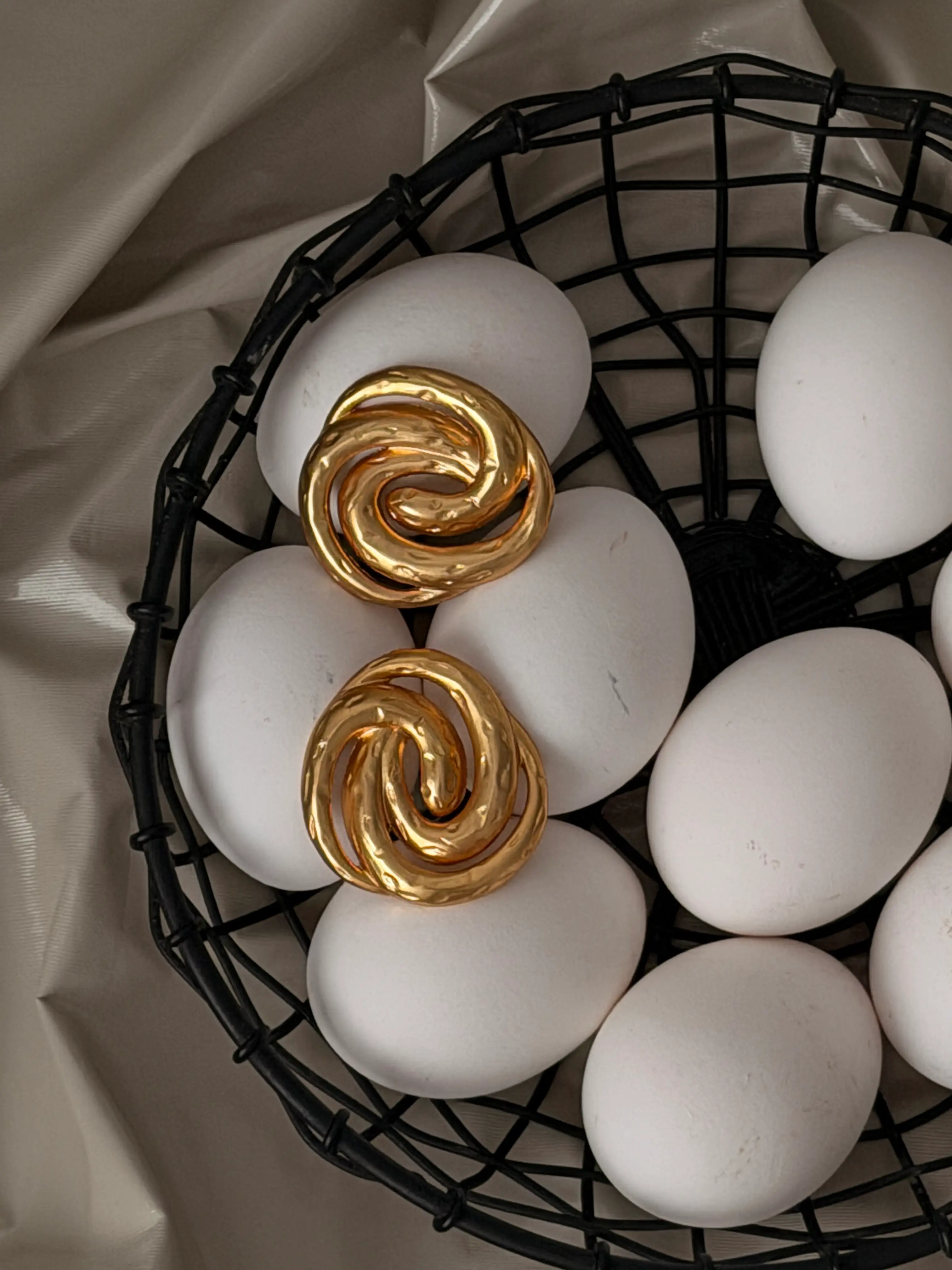 Серьги Лабиринт, Золотые