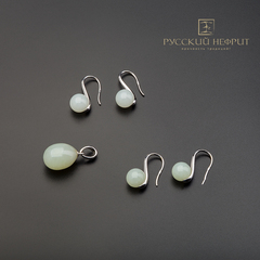 Серьги "Перлус". Нефрит Бриле.