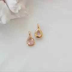 Подвеска Капля с розовым фианитом, 15*8 мм, позолота, П429