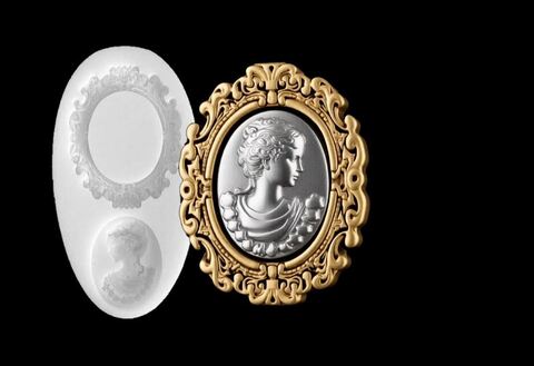 Силиконовый молд Рамка + камея