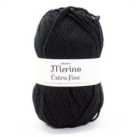 Пряжа Drops Merino Extra Fine 02 черный