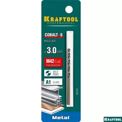 KRAFTOOL COBALT-8, 3.0 х 61 мм, сталь М42, HSS-Co(8%), сверло по металлу (29656-3)