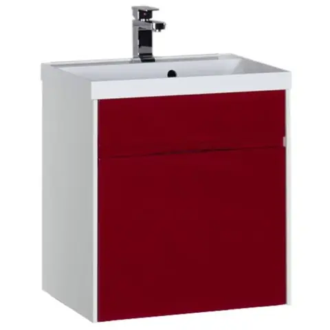 Aquanet 179936 Компл.1 - Тумба Латина 60 цв.белый (фасад бордо) 1 ящ. (179936)