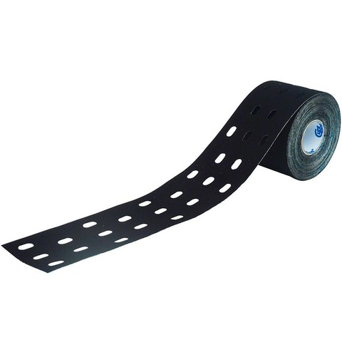 Тейп кинезиологический CureTape Punch Black, 5 см x 5 м, арт. 160745, перфорированный, черный