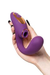 Фиолетовый вибромассажер с клиторальной стимуляцией Megam - 