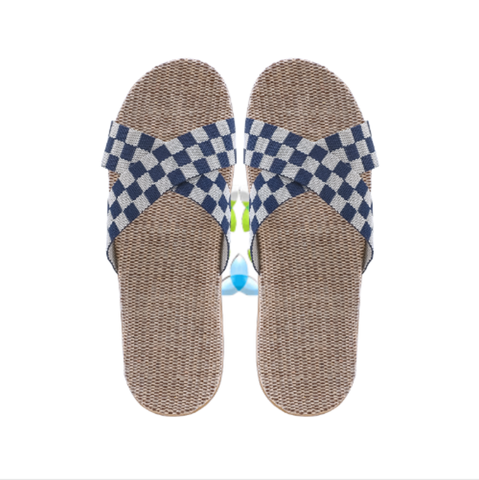 (1 PV) Kardli slippers（man) - Мужские тапочки летние (43-44; *290 мм*), (Подошва-Резина / Верх-Текстильные материал), (100 пар в коробке) (КРЕСТИК КЛЕТКА)