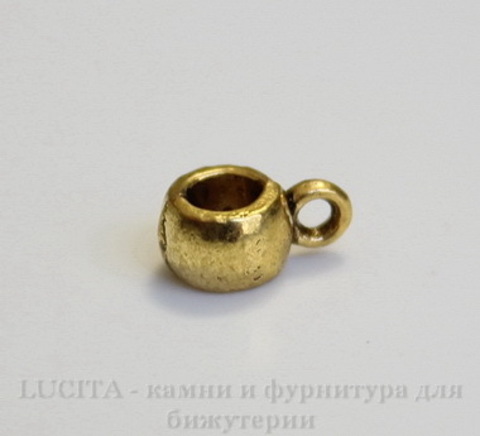 Бейл гладкий (цвет - античное золото) 8,5х4 мм, 5 штук