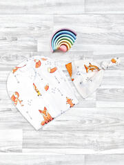 Пеленальный кокон и шапочка Mjölk Лисички