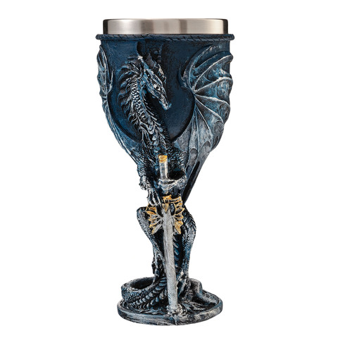 Кубок бокал для вина Синий дракон с белым мечом 200 мл