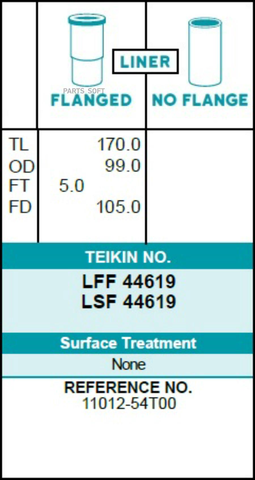 Гильза блока цилиндров TEIKIN LSF44619 (4шт/упак) не хонингованная