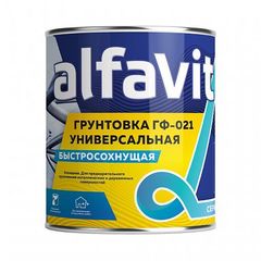 Грунтовка ГФ-021 быстросохнущая универсальная Alfavit серия Альфа, серая, 20 кг, 41240