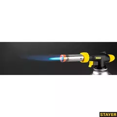 STAYER ProTerm PG 500, 1300°C, увеличенный выход пламени, газовая горелка с пьезоподжигом на баллон с цанговым соединением, Professional (55580)