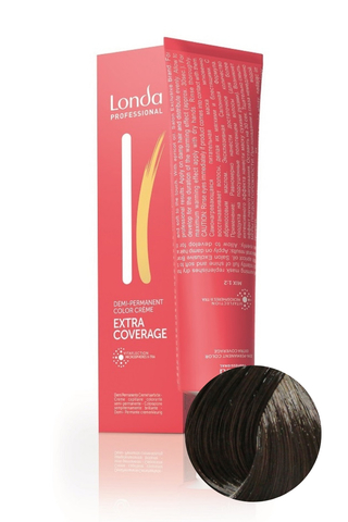 Краска для волос Extra-Coverage Интенсивное тонирование 4/07 шатен натурально-коричневый, Londa Professional, 60 мл