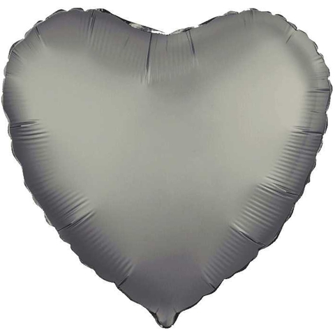 Шар сердце Серый платина мистик сатин, 45 см