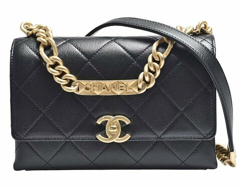 Сумка с клапаном на цепочке Chanel черный