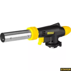 STAYER ProTerm PG 500, 1300°C, увеличенный выход пламени, газовая горелка с пьезоподжигом на баллон с цанговым соединением, Professional (55580)