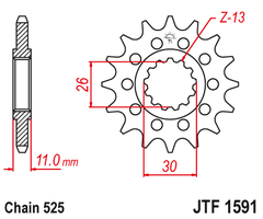 Звезда передняя JTF1591.16RB с демпфером для Yamaha FZ8, MT-07