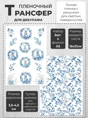 Декупажный пленочный трансфер переводной рисунок 2шт.