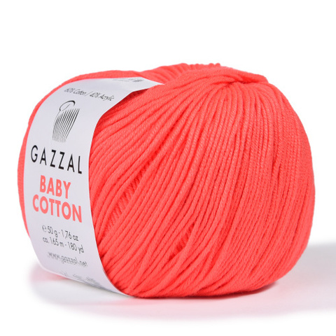 Пряжа Gazzal Baby Cotton 3459 оранжевый неон