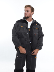 Костюм Nerss «МАНХЕТТЕН», куртка + полукомбинезон. Черный с серым.