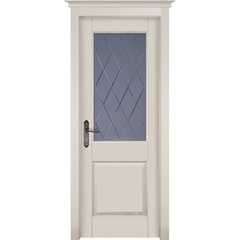 Межкомнатная дверь Элегия массив ольхи слоновая кость со стеклом