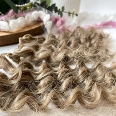 Волосы для кукол, трессы кудри-локоны-спиральки, темно русый пепельный, длина 15 см*1 метр., набор 2 шт
