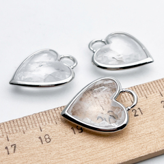 Подвеска Сердце, горный хрусталь, цвет серебро (родий), размер 23*20 мм, цена за 1 шт