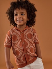 Кардиган с коротким рукавом для мальчика Next AA9-501, Кирпичный