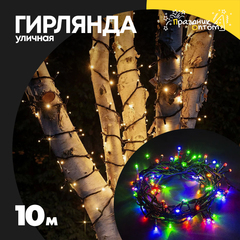 
          гирлянда 10м уличная черный провод (цветной)