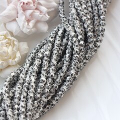 Бусина Шарик, керамика, белая с черной росписью, 6 мм, 1 нить, К120