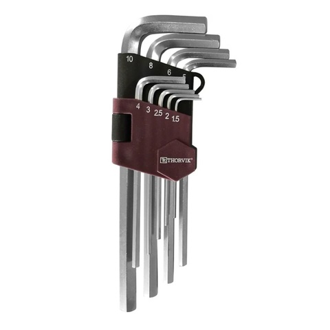 Thorvik HK9S Набор ключей торцевых шестигранных, H1.5-H10, 9 предметов