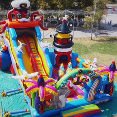 Надувной батут с горкой «Морской»