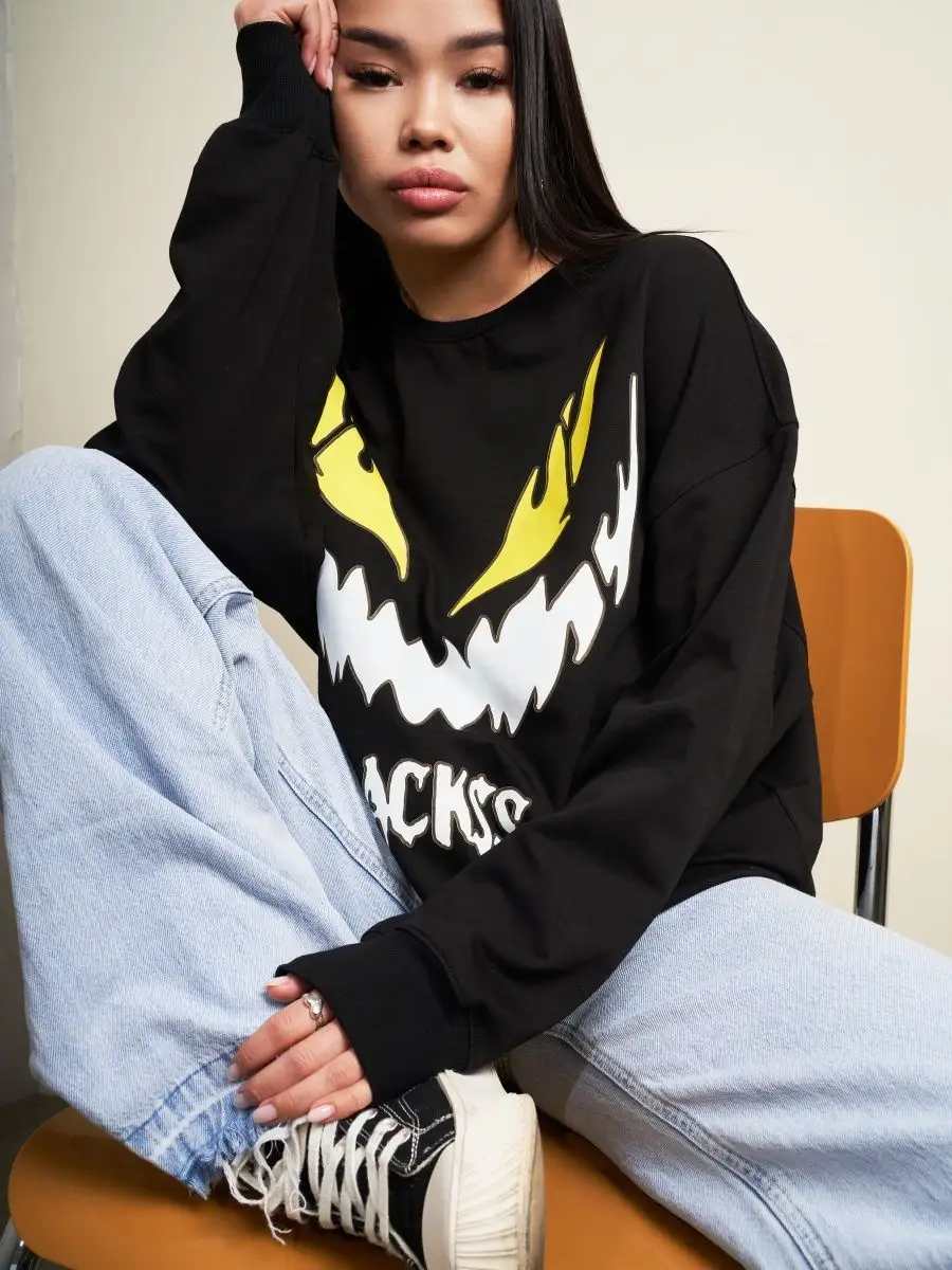 Лонгслив оверсайз женский мужской спортивный с принтом аниме