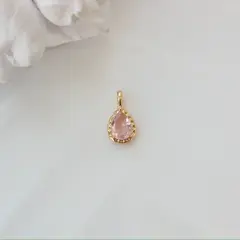 Подвеска Капля с розовым фианитом, 15*8 мм, позолота, П429