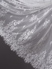 Кружево шантильи теплое белое широкое неэластичное ширина 1,5 м купон 2.9 м