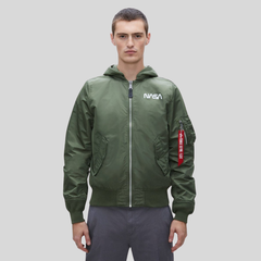 Бомбер Alpha Industries L-2B Hooded NASA II Sage Green (Зеленый)