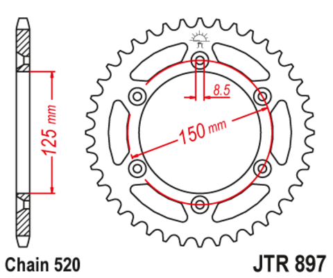 Звезда ведомая для мотоцикла JTR897.45