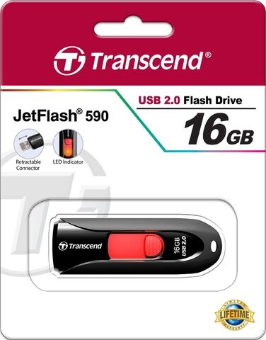 Флешки Transcend USB Flash drive 16Gb TS16GJF590K JetFlash 590, черный - купить в компании MAKtorg