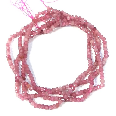 Бусины розовый турмалин А рондель граненый 2,8х2,2 мм нить 19 см