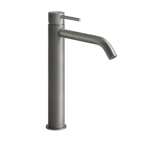 Gessi 316 54006#239 Смеситель для раковины на 1 отверстие, высокий h=305мм,  без донного клапана, излив 155мм, цвет: steel brushed