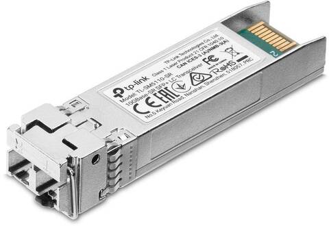 TP-Link SM5110-SR, SFP+ модуль 10 Гбит/с, разъём LC, 50/125 мкм или 62,5/125 мкм многомод, длина волны 850 нм, дальность до 300 м.